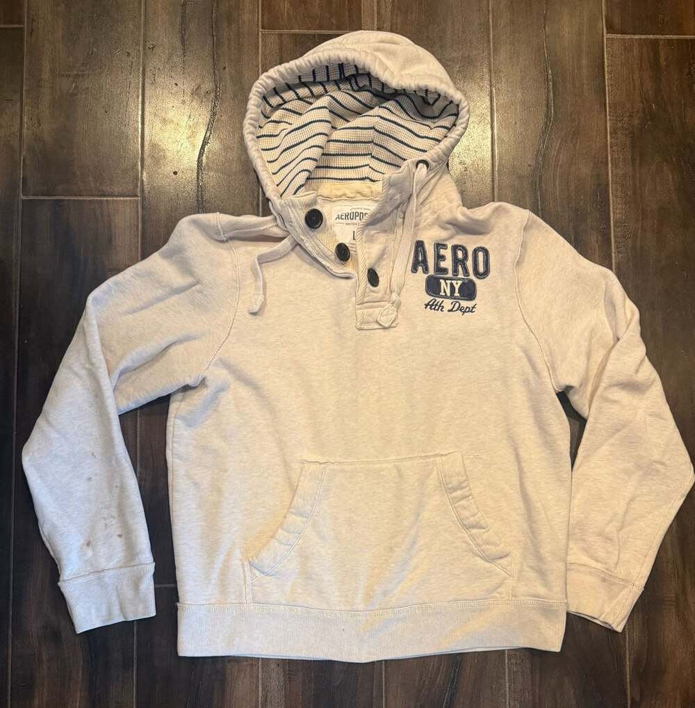 Aeropostale Hoodie Size L White Button-Up Ath Dept NYC